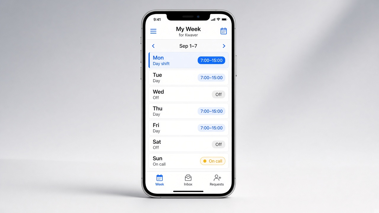 My Week on a phone showing upcoming shifts for the current week